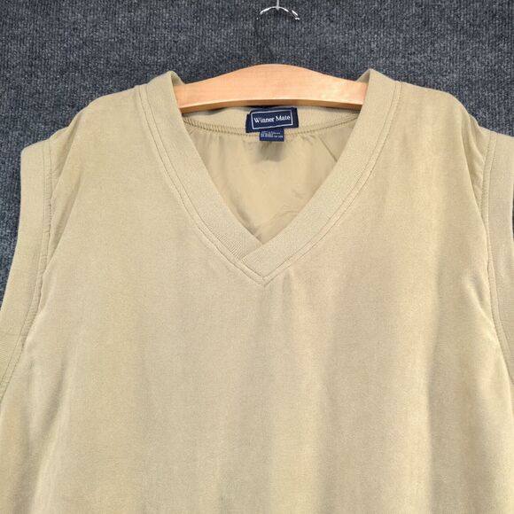 Winner Mate Men's V-Neck Golf Vest Tan XXL Lined Pockets Sleeveless - Picture 3 of 13